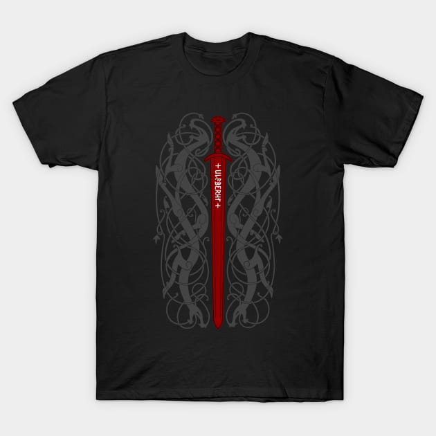 Ulfberht Sword and Dragons T-Shirt by Artwork by Jayde Hilliard